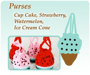 Crochet Purses Watermelons Ice Cream Cones Strawberrys
