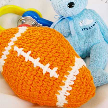 Orange Football Baby Rattle
