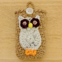 Brown Camera Case with Speckled Owl
