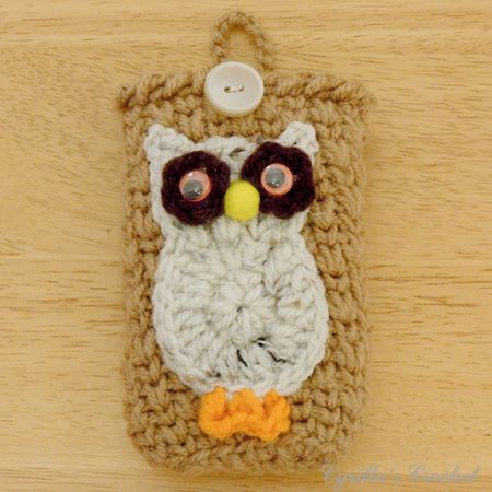 Brown Camera Case with Speckled Owl