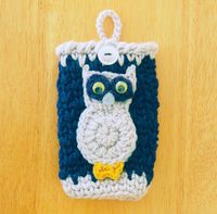 Blue Camera Case with Gray Owl