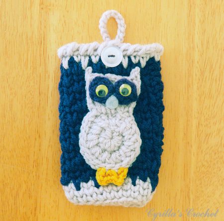 Blue Camera Case with Gray Owl