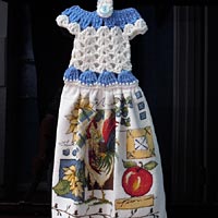 Rooster Crochet Dress Kitchen Towel