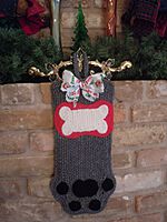 Dog Christmas Stocking - Grey