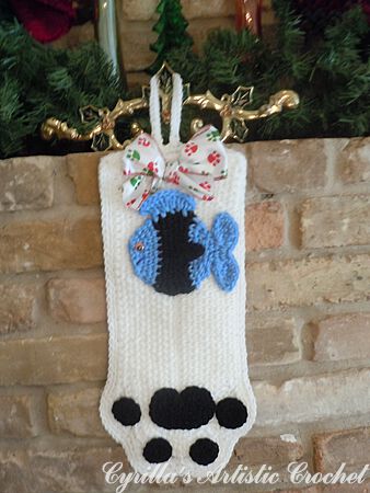 Cat Christmas Stocking - White