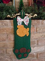 Cat Christmas Stocking - Green