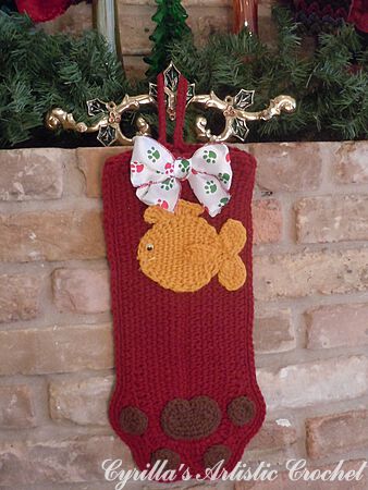 Cat Christmas Stocking - Burgundy