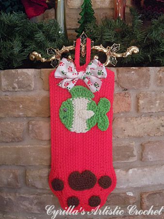 Cat Christmas Stocking - Red
