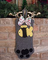 Cat Christmas Stocking - Grey