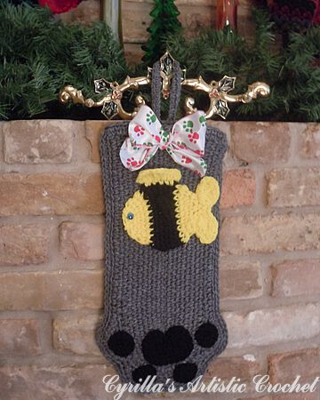 Cat Christmas Stocking - Grey