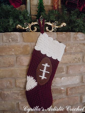 Football Christmas Stocking - Burgundy