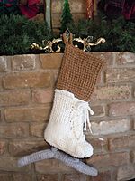 Ice Skate Christmas Stocking - Brown