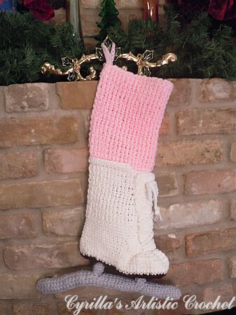 Ice Skate Christmas Stocking - Pink